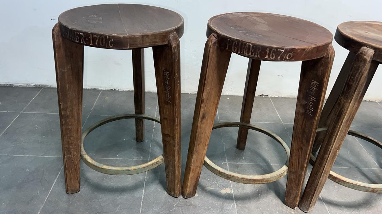 Set of Four Chandigarh Institutional Stools