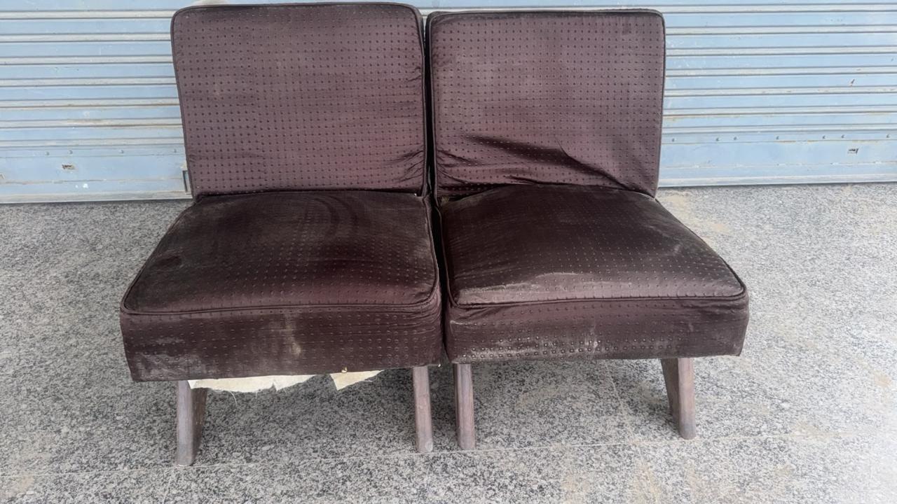 Pair of Original Pierre Jeanneret Armless Sofa Chairs