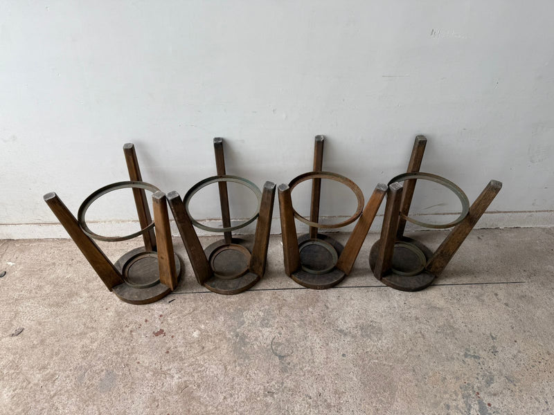 Set of Four Metal Ring Bar Stools