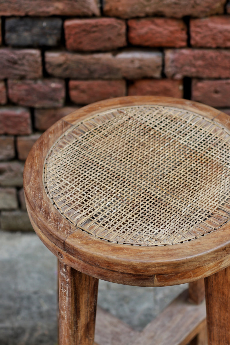 Cane Wooden Stool