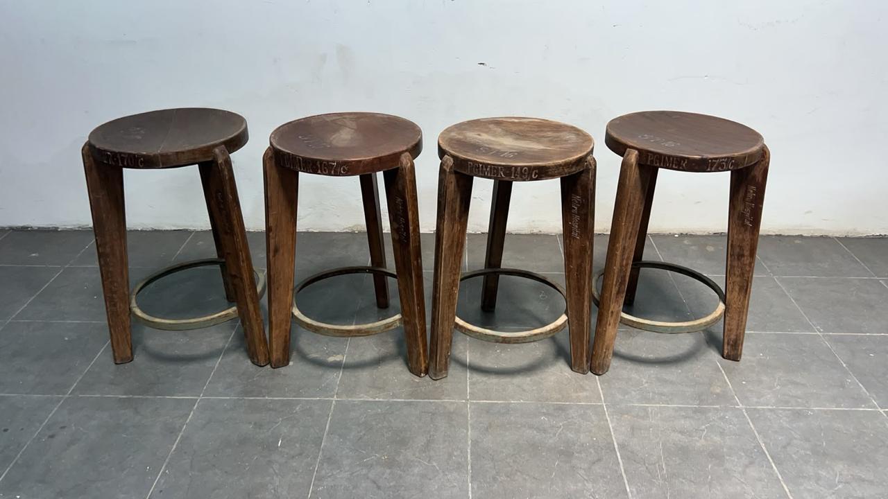 Set of Four Chandigarh Institutional Stools