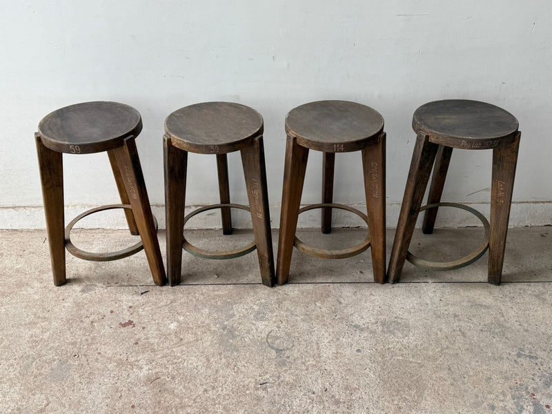 Set of Four Metal Ring Bar Stools