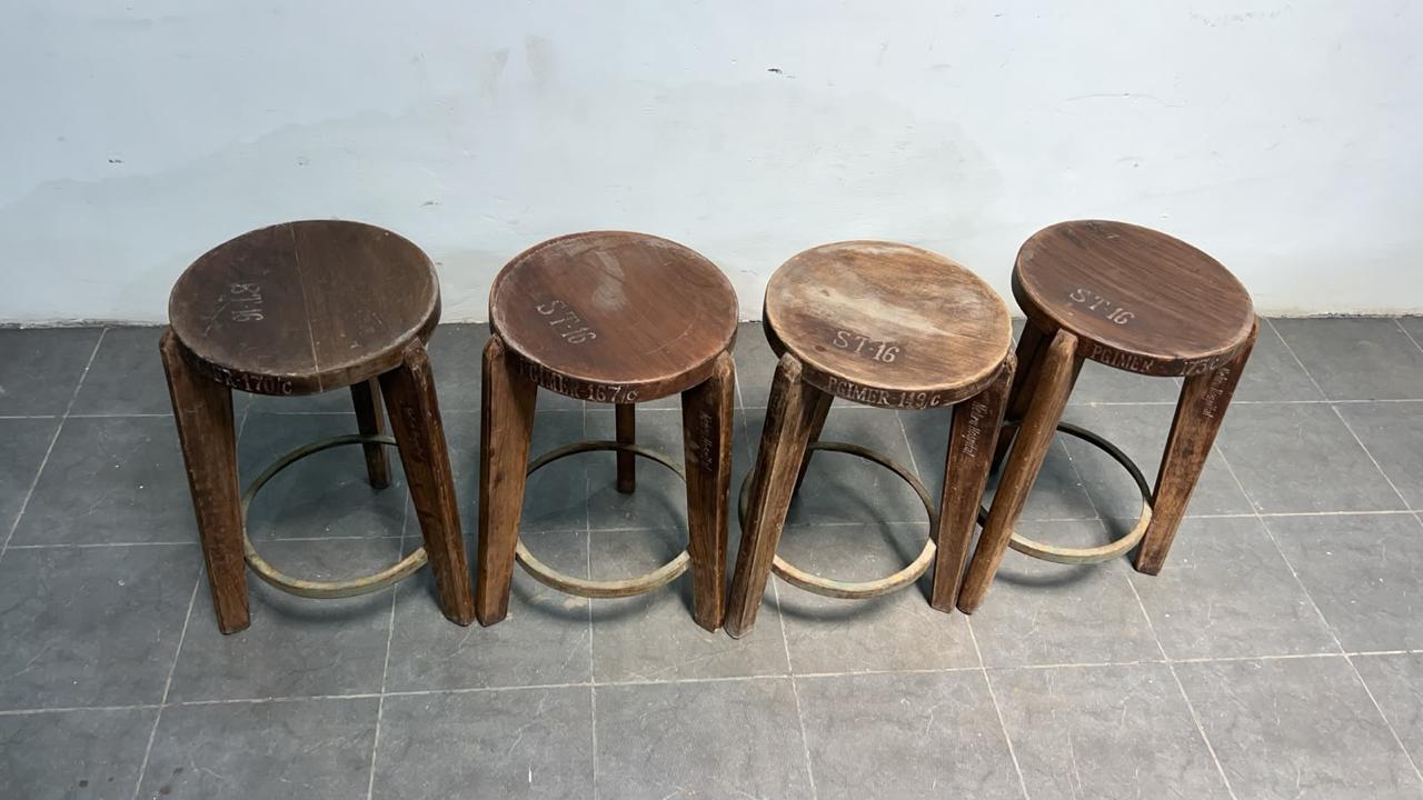 Set of Four Chandigarh Institutional Stools